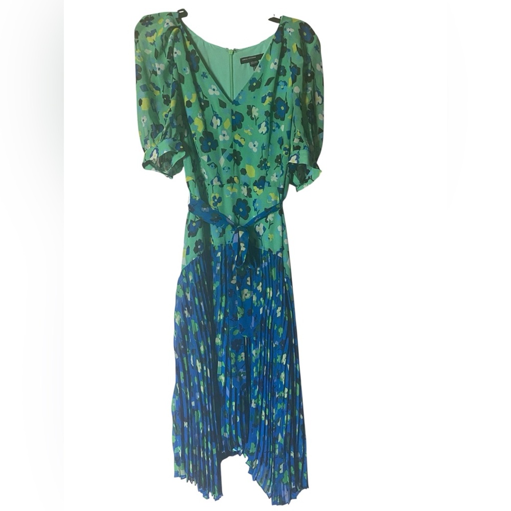 Maggie London sz 10 Floral Green and Blue Dress NWOT